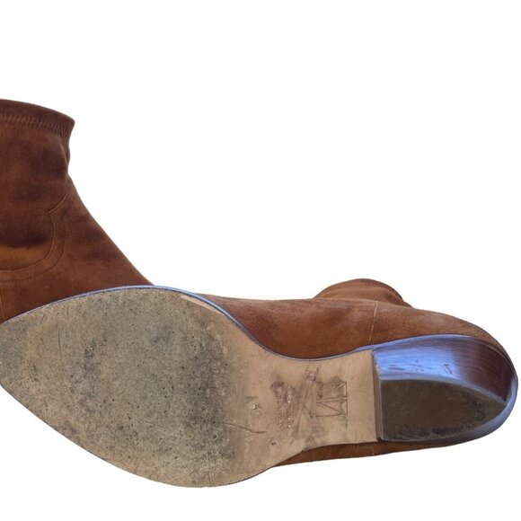 Tamara Mellon Go West Suede Stretch Ankle Bootie Boots Chestnut Brown Size 11 - Picture 8 of 12